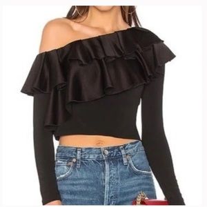 NWT Alice + Olivia Cropped Ruffled Blouse
